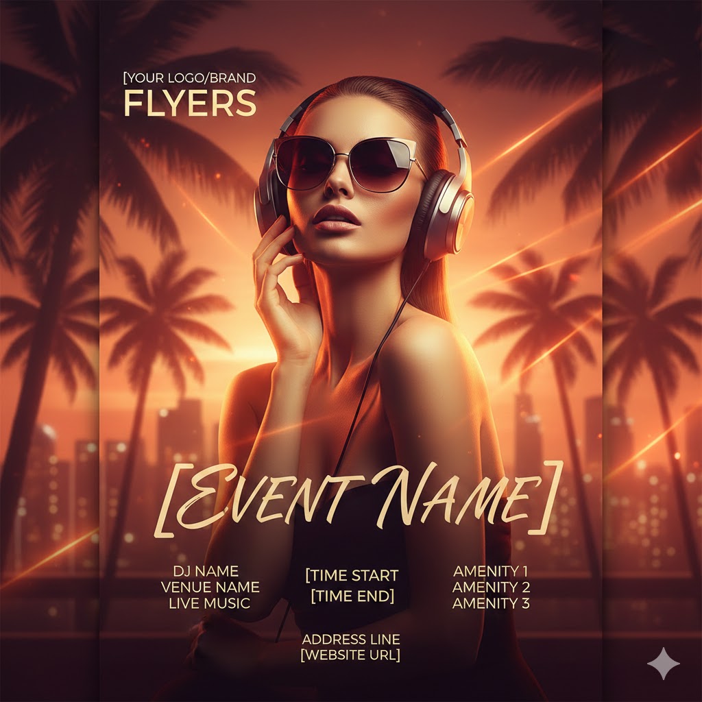 Modern Luxury Nightclub Event Flyer – Cinematic Tropical Glam Design