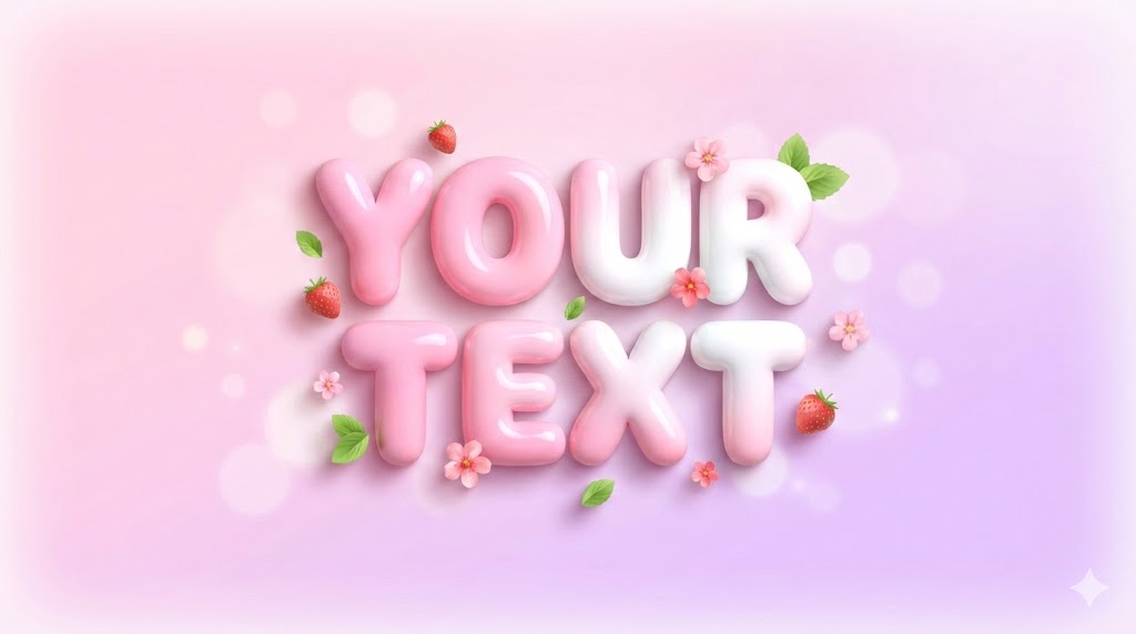 Cute Candy 3D Thumbnail – Pastel Balloon Typography Design