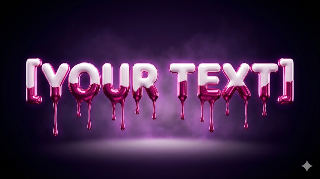 Glossy Melting Drip Text – White Balloon 3D Typography