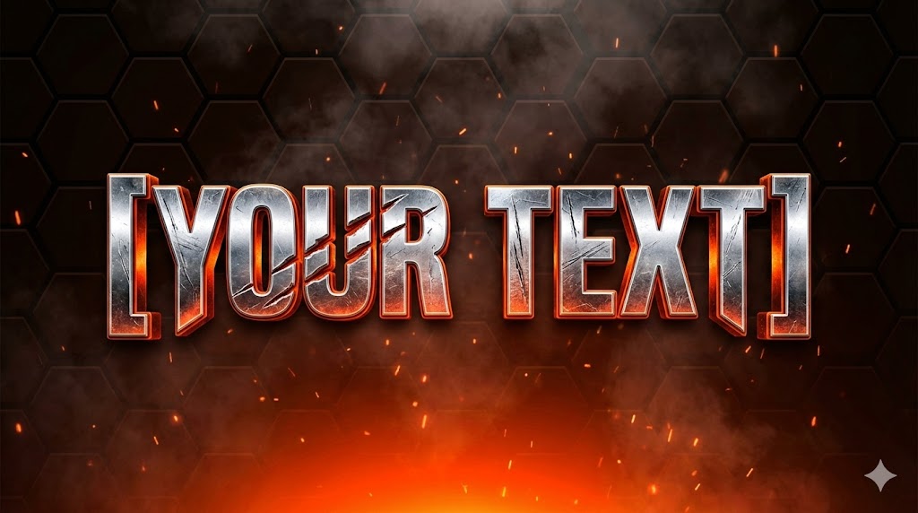 Aggressive Chrome Beast Text – Industrial Gaming 3D Typography